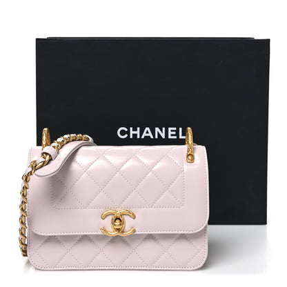 Chanel Shiny Calfskin Quilted Coco Crush Handle Flap Light Purple 11 of 11