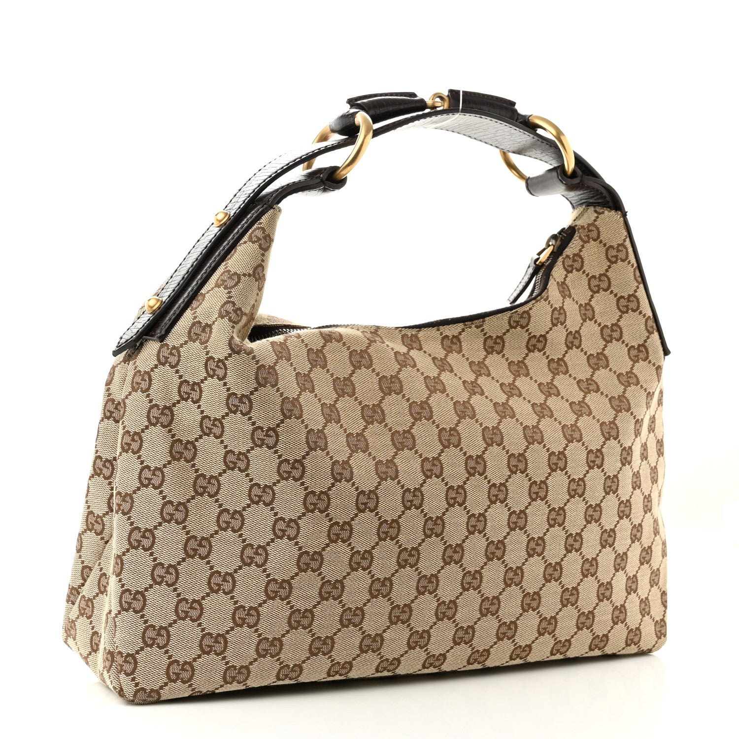 Gucci Monogram Medium Horsebit Chain Hobo Dark Brown 3 of 10