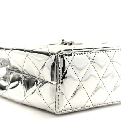 Chanel Mirror Calfskin Metallic Calfskin Quilted Nano Kelly Shopper Silvery 9 of 10