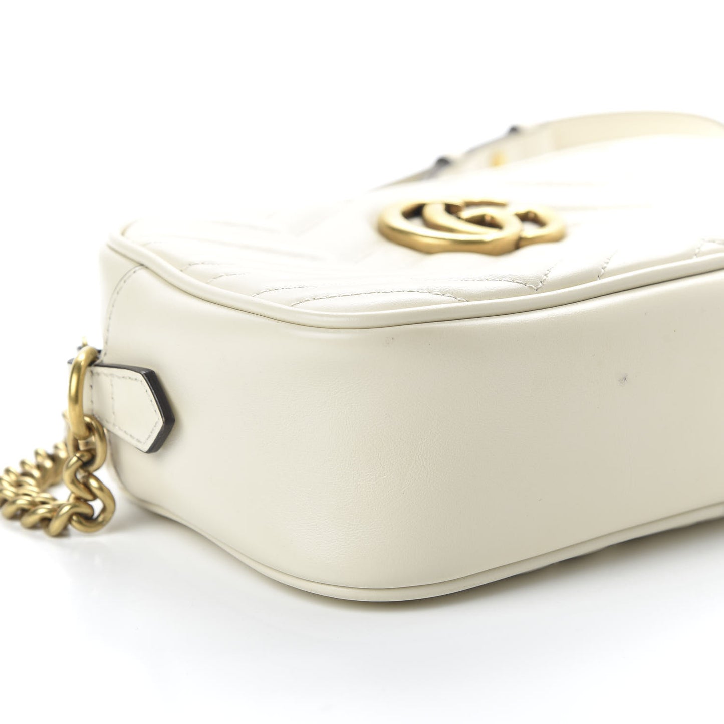 Calfskin Matelasse Small GG Marmont Chain Shoulder Bag White