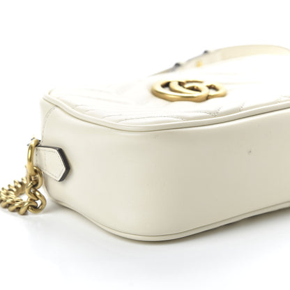 Gucci Calfskin Matelasse Small GG Marmont Chain Shoulder Bag White 6 of 10