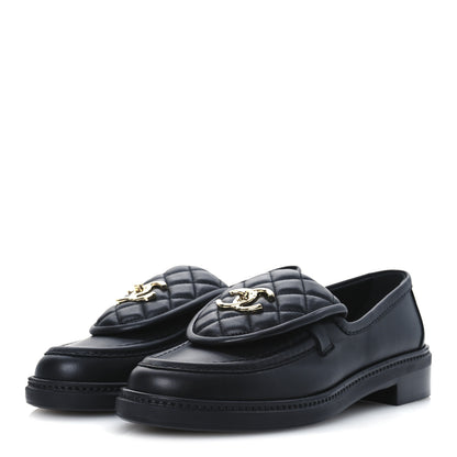 Chanel Lambskin Quilted CC Turnlock Loafers 38 Black 4 of 11