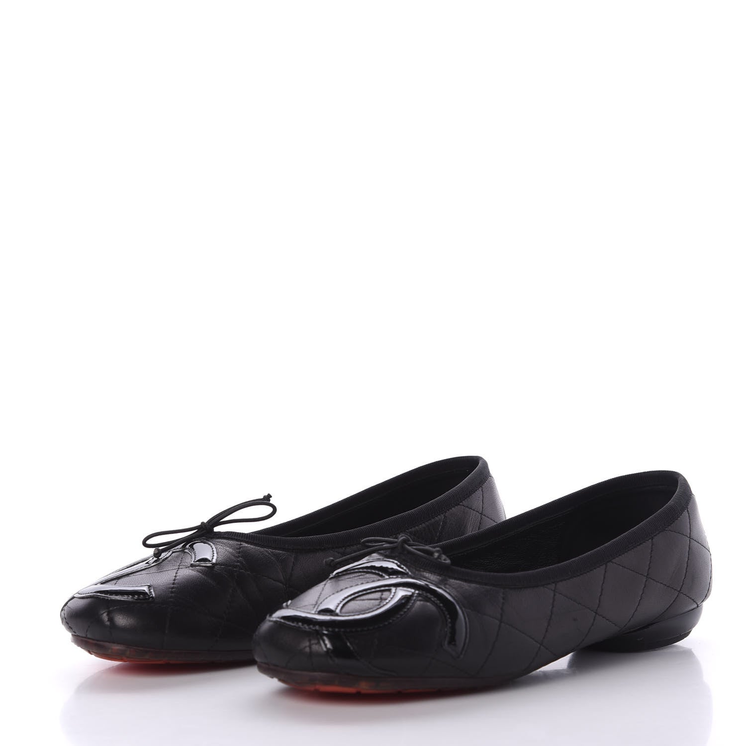 Chanel Lambskin Quilted Cambon Ballerina Flats 38 Black 3 of 10