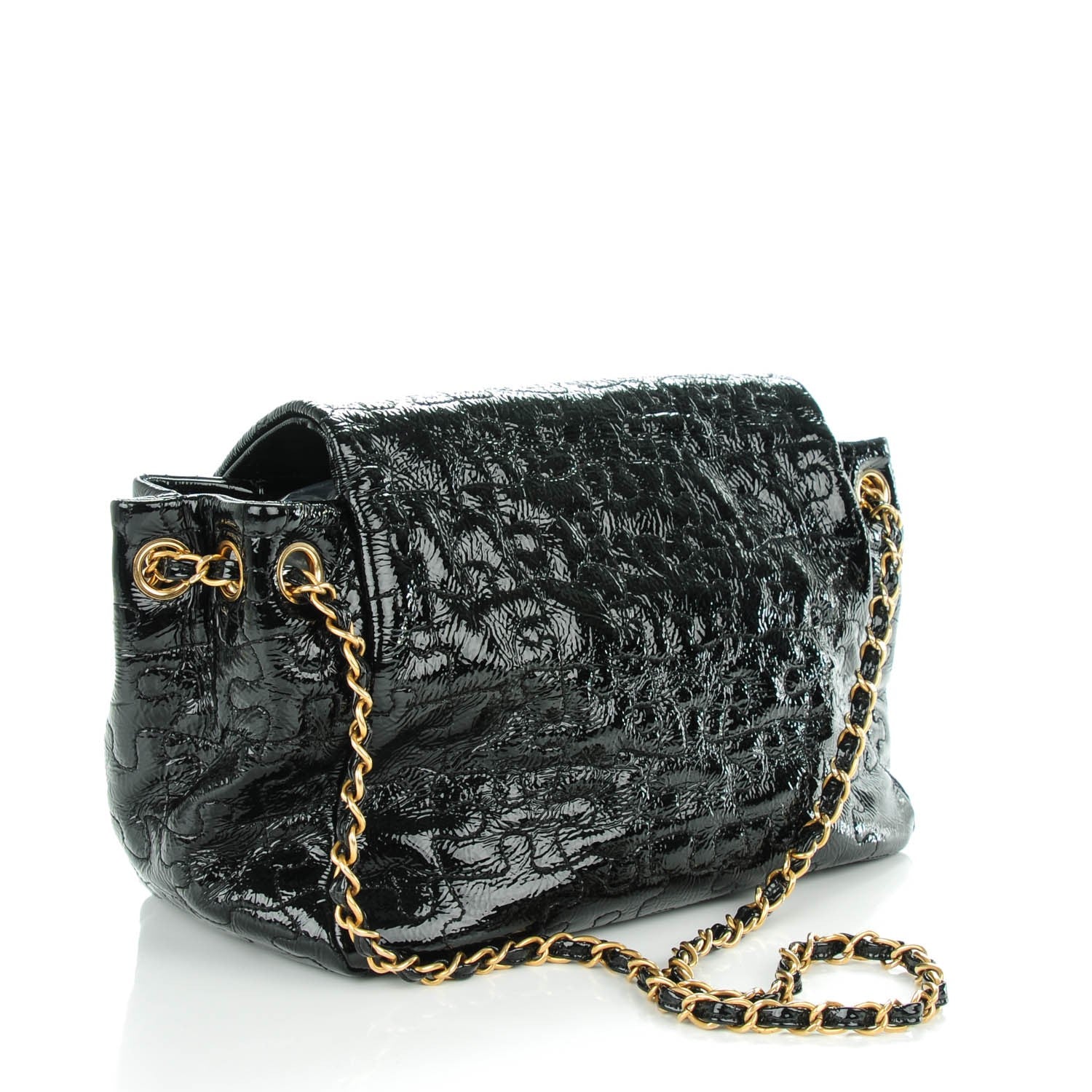 Chanel Patent Puzzle Accordion Flap Bag Black 3 of 9