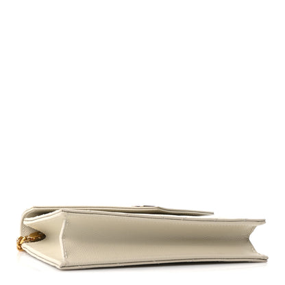 Saint Laurent Grain De Poudre Matelasse Chevron Monogram Envelope Chain Wallet Crema Soft 4 of 10