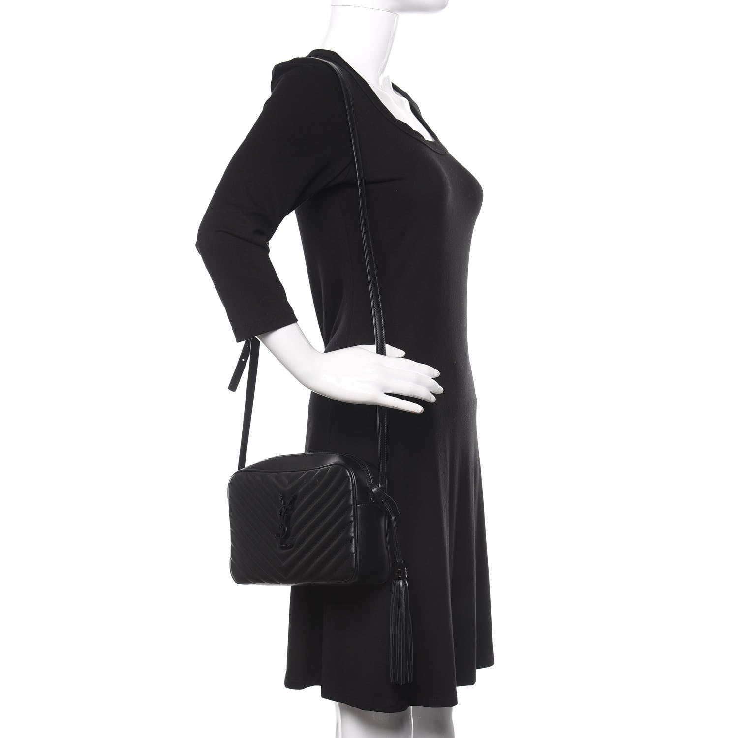 Saint Laurent Calfskin Matelasse Monogram Lou Camera Bag Black 2 of 9