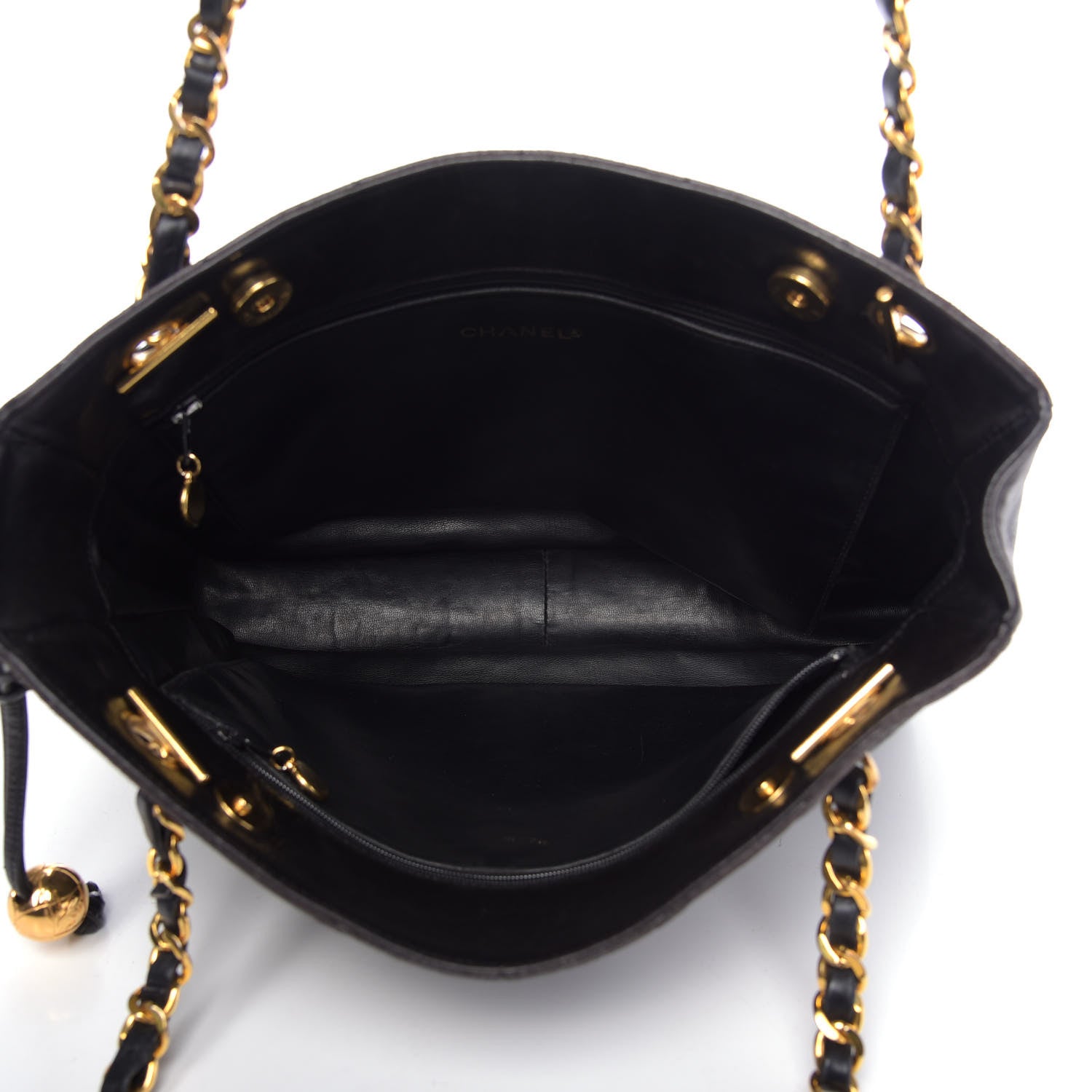 Chanel Lambskin Quilted Shopping Tote Black 5 of 14