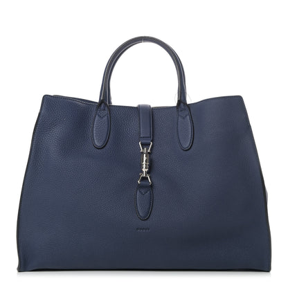 Gucci Soft Calfskin Medium Jackie Top Handle Bag Classic Blue Marine 1 of 9