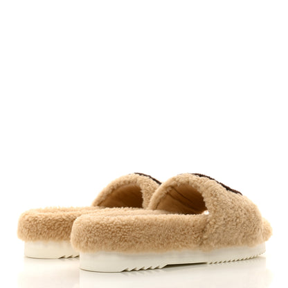 Gucci Shearling Womens Eileen Slide Sandals 38 Cocoa Butterscotch 4 of 9