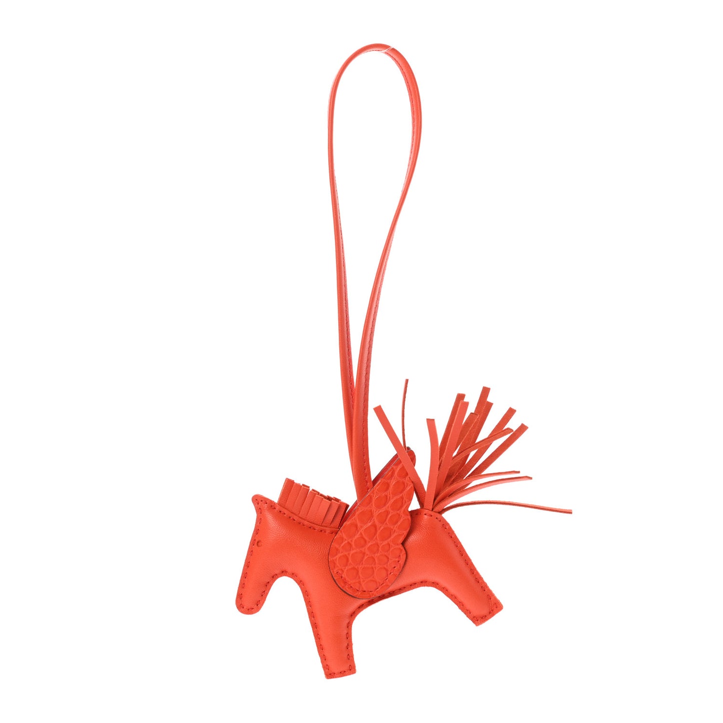Milo Lambskin Matte Alligator Touch Grigri Rodeo Pegase Horse Bag Charm PM Orange Poppy Capucine