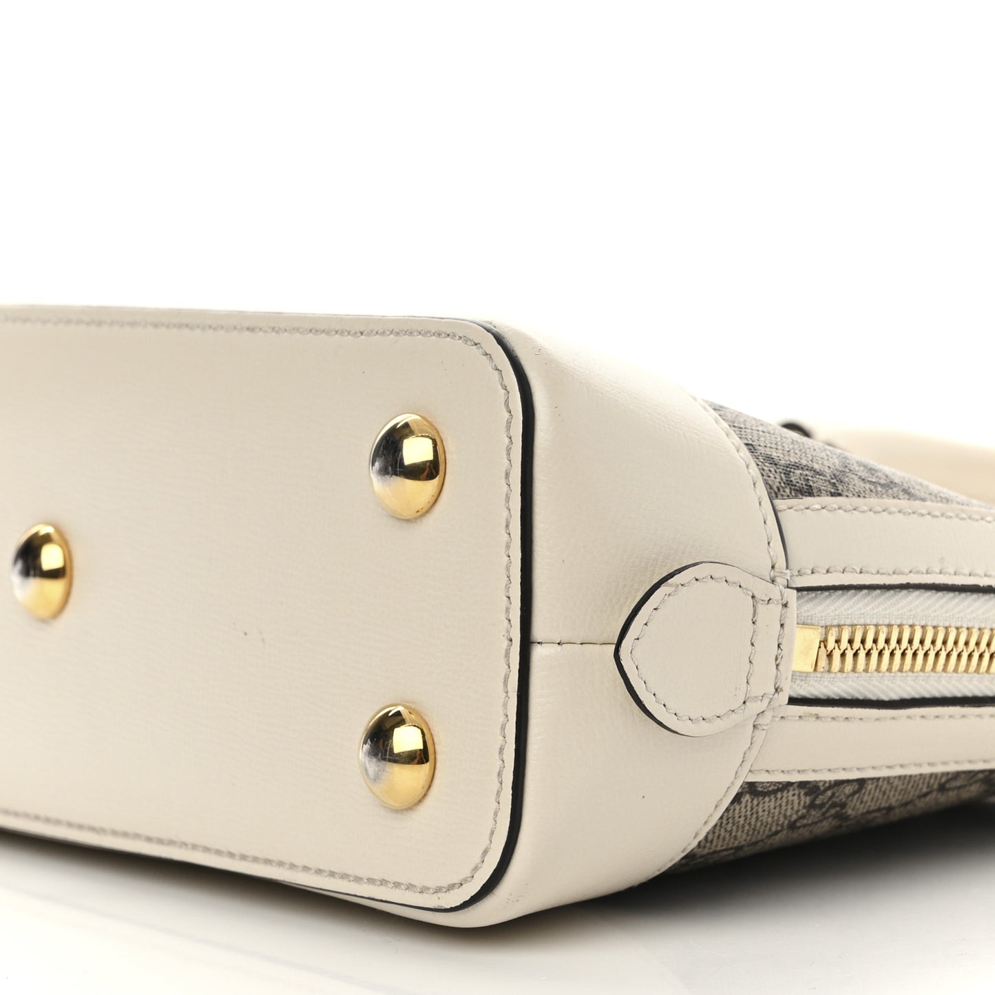 GG Supreme Monogram Azalea Calfskin Small Horsebit 1955 Top Handle Bag Beige Ebony Mystic White