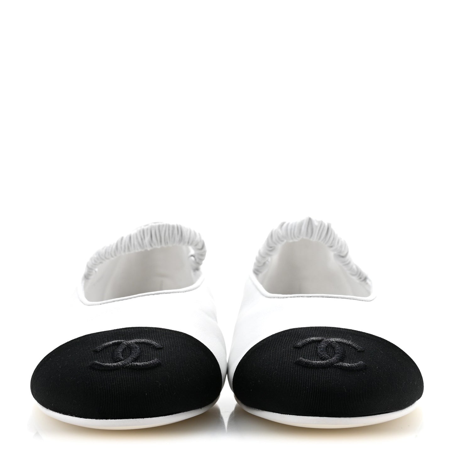Lambskin Knit Grosgrain Cap Toe CC Ballerina Flats With Leg Warmers 38.5 White Black