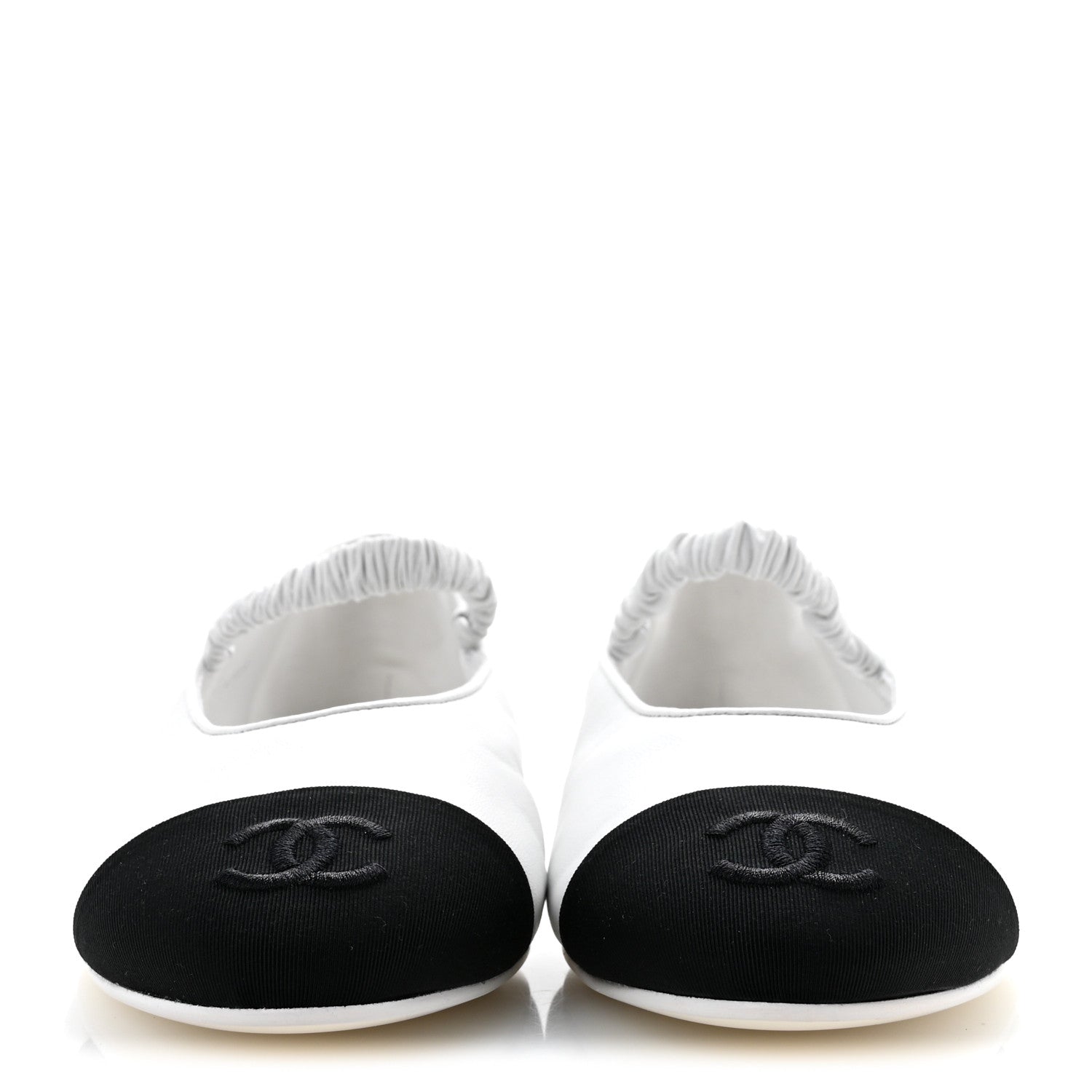Chanel Lambskin Knit Grosgrain Cap Toe CC Ballerina Flats With Leg Warmers 38.5 White Black 4 of 11