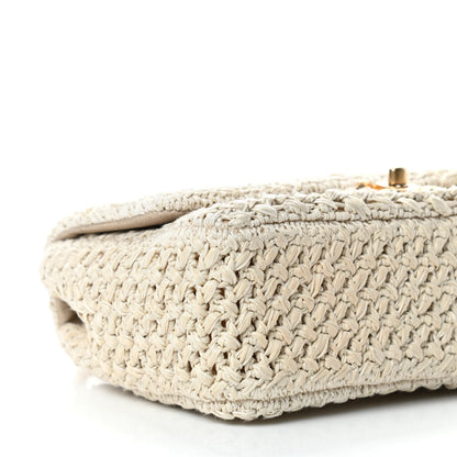Chanel Raffia Crochet Paris Greece Medium Flap Bag Beige 8 of 10