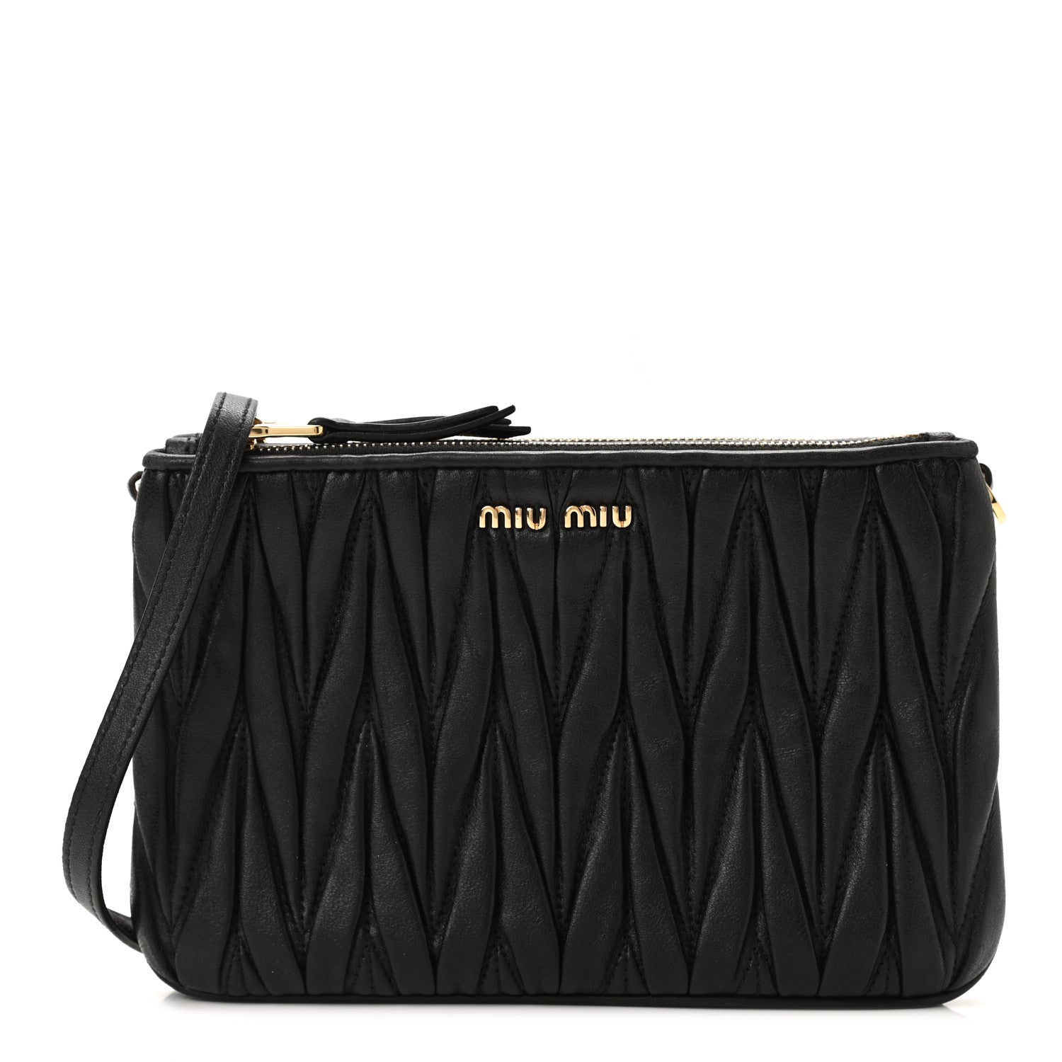 Miu Miu Nappa Matelasse Double Zip Crossbody Black 1 of 11