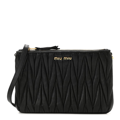 Miu Miu Nappa Matelasse Double Zip Crossbody Black 1 of 11
