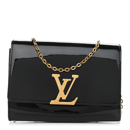 Louis Vuitton Patent Louise PM Chain Clutch Black 1 of 12