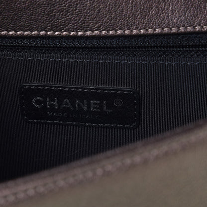 Chanel Iridescent Goatskin Quilted New Medium Boy Flap Dark Gold 6 of 8