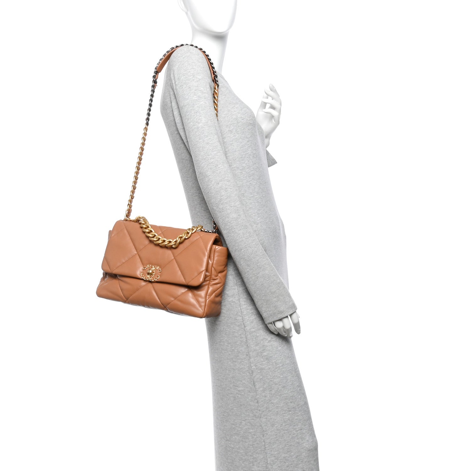 Chanel Lambskin Quilted Large Chanel 19 Flap Brown 2 of 10