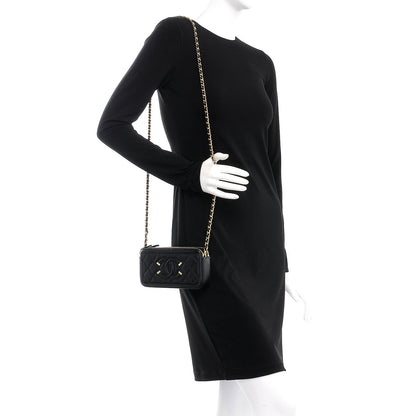 Chanel Caviar Quilted CC Filigree Clutch With Chain Black 2 of 11