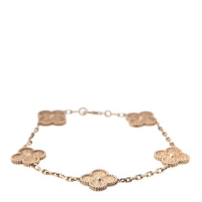 Van Cleef & Arpels 18K Rose Gold 5 Motifs Vintage Alhambra Bracelet 1 of 7