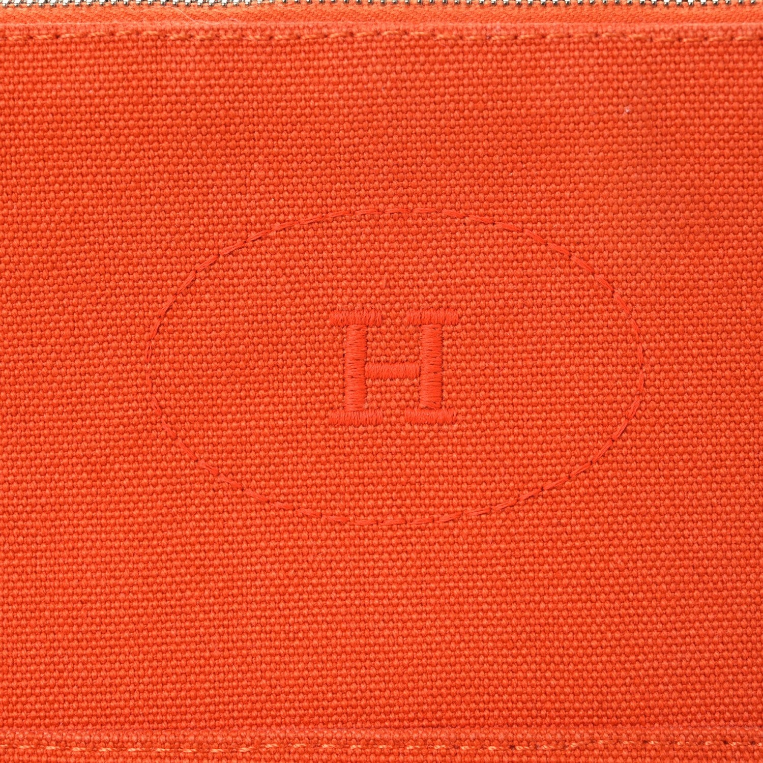Hermes Cotton Canvas Bolide Travel Cosmetic Pouch Orange 7 of 14