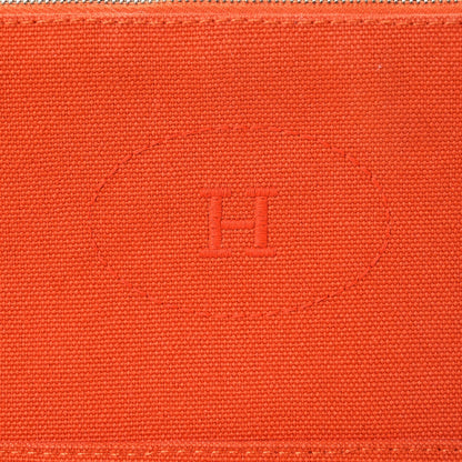 Hermes Cotton Canvas Bolide Travel Cosmetic Pouch Orange 7 of 14