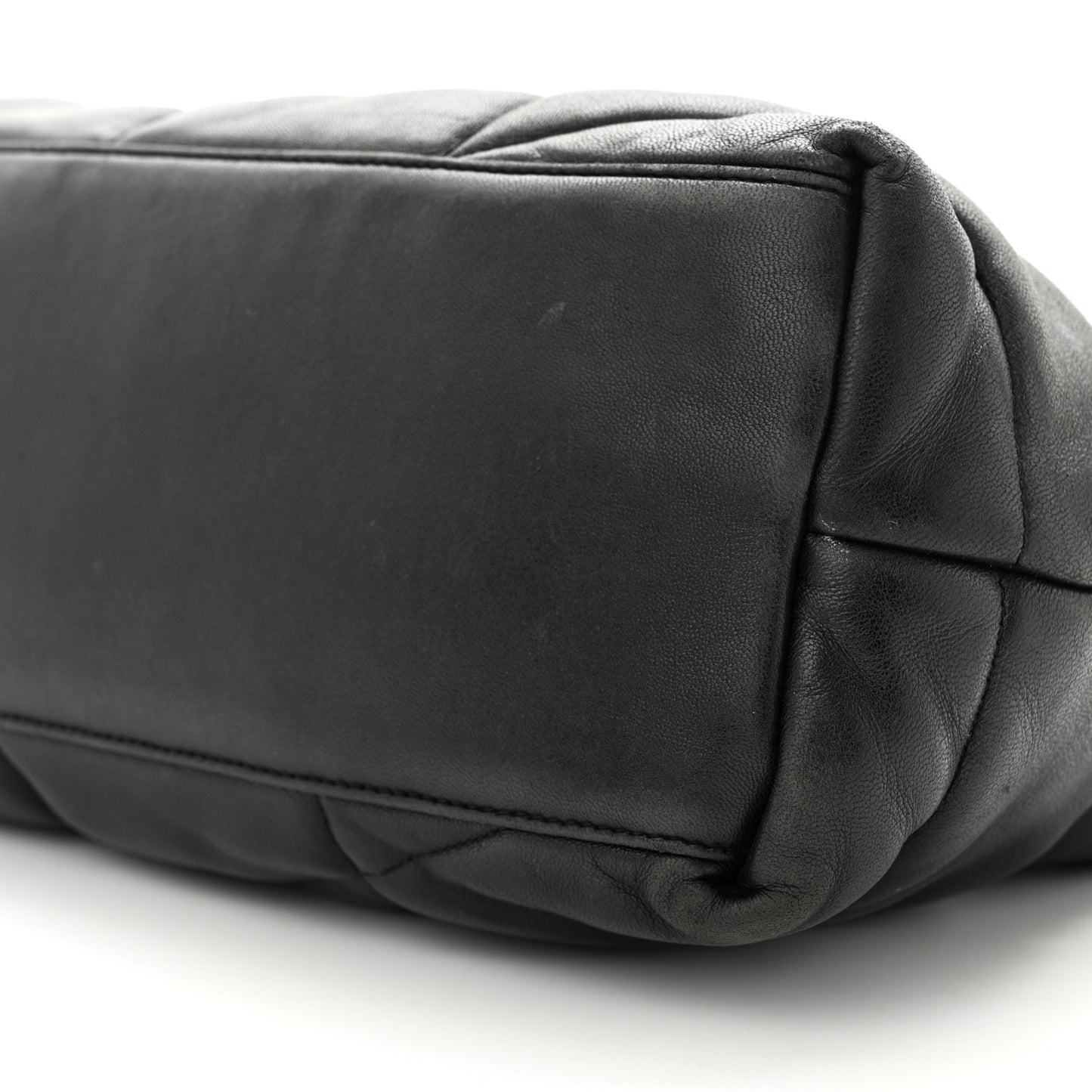 Lambskin Quilted Medium Loulou Puffer Monogram Chain Satchel Black