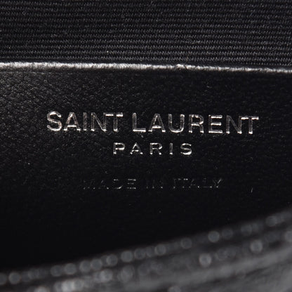 Saint Laurent Metallic Crackled Calfskin Chevron Monogram Micro Crossbody Bag Black 6 of 6