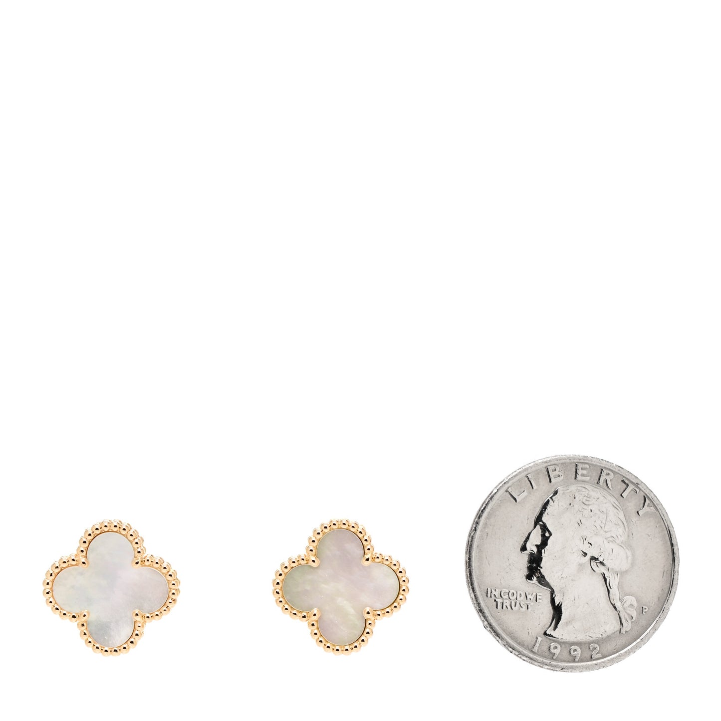 18K Yellow Gold Mother of Pearl Vintage Alhambra Earrings