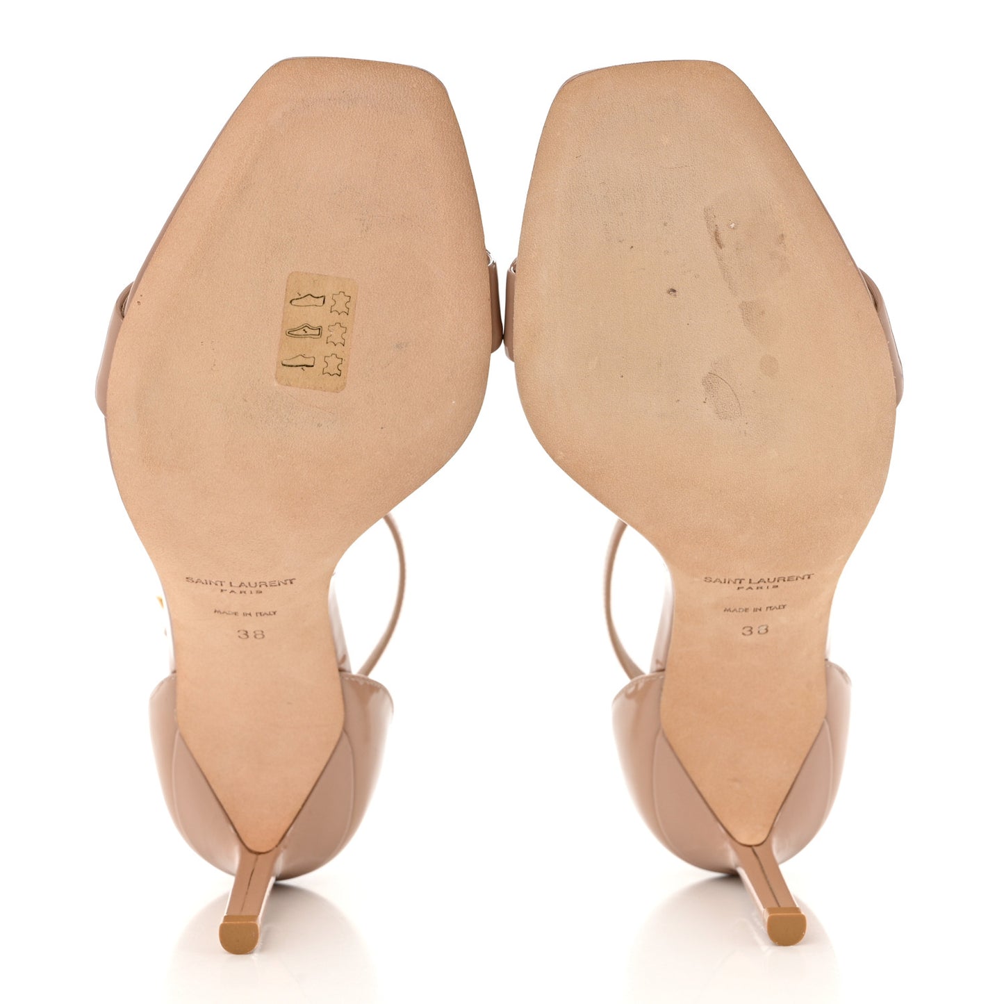 Patent Calfskin Amber 105 Ankle Strap Sandals 38 Beige