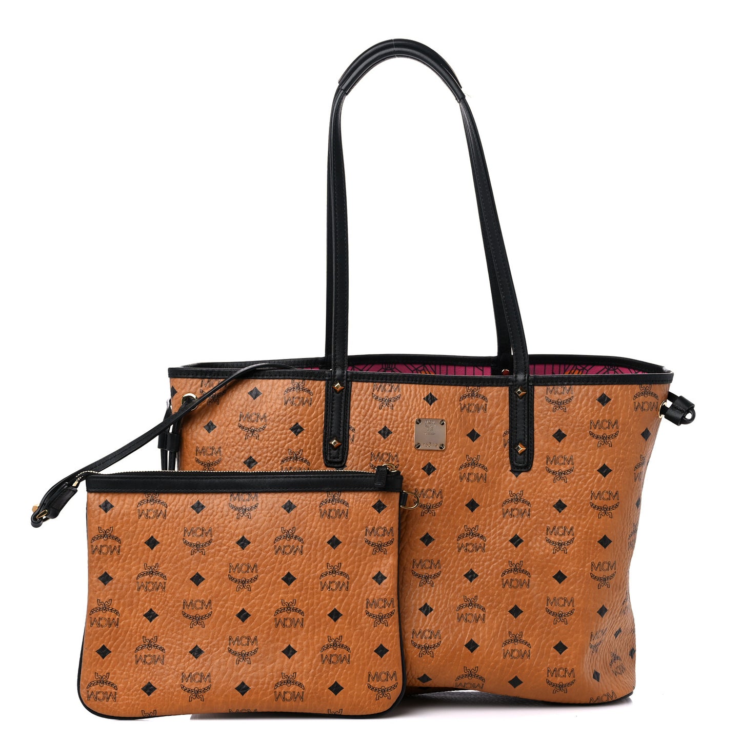 Visetos Medium Project Reversible Shopper Tote Cognac