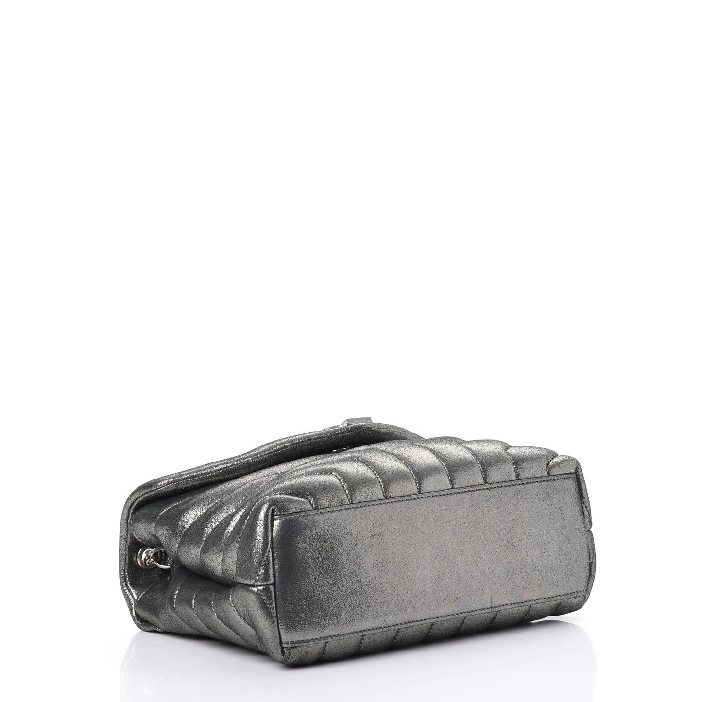 Metallic Calfskin Y Calfskin Monogram Small Loulou Chain Satchel Dark Grey