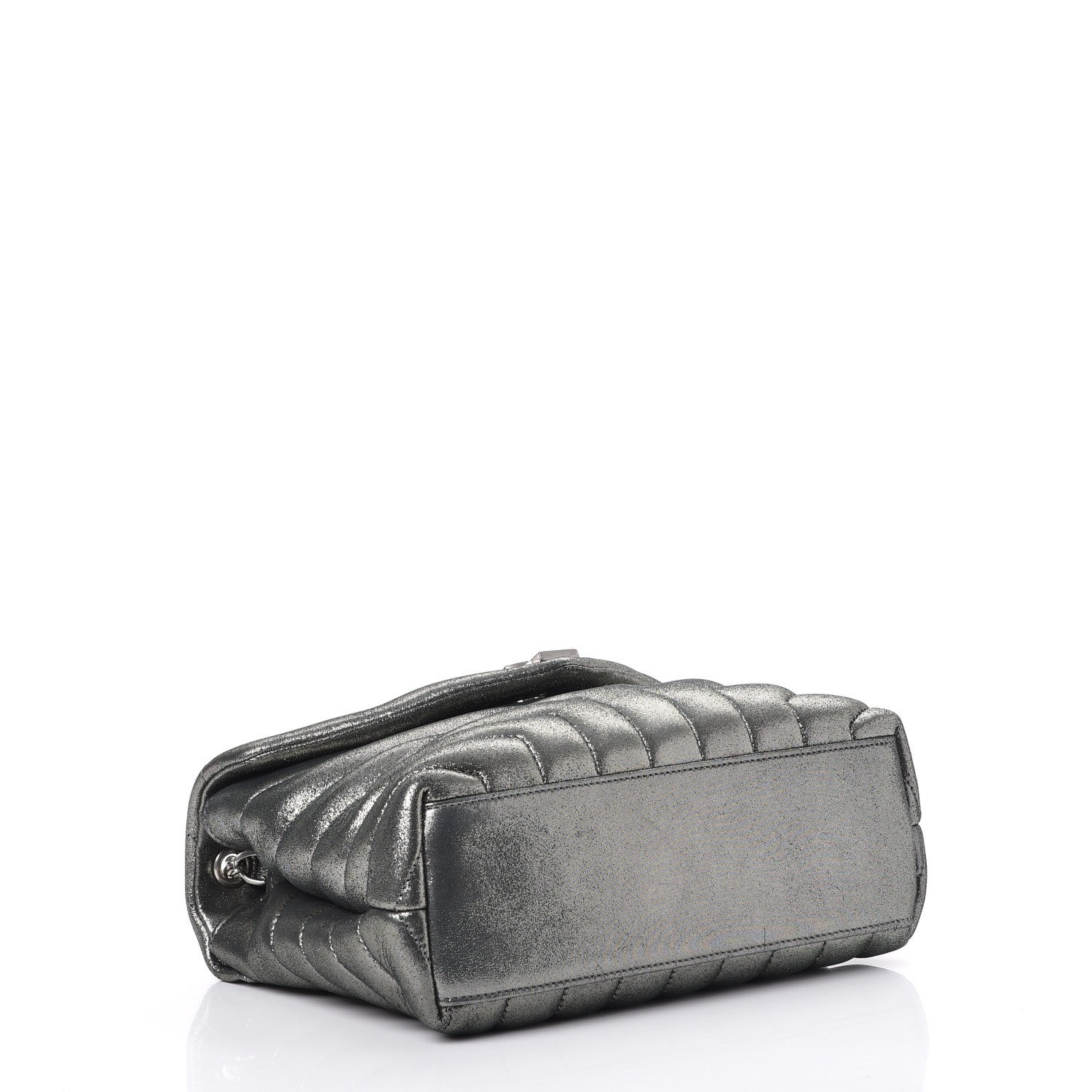 Saint Laurent Metallic Calfskin Y Calfskin Monogram Small Loulou Chain Satchel Dark Grey 4 of 8
