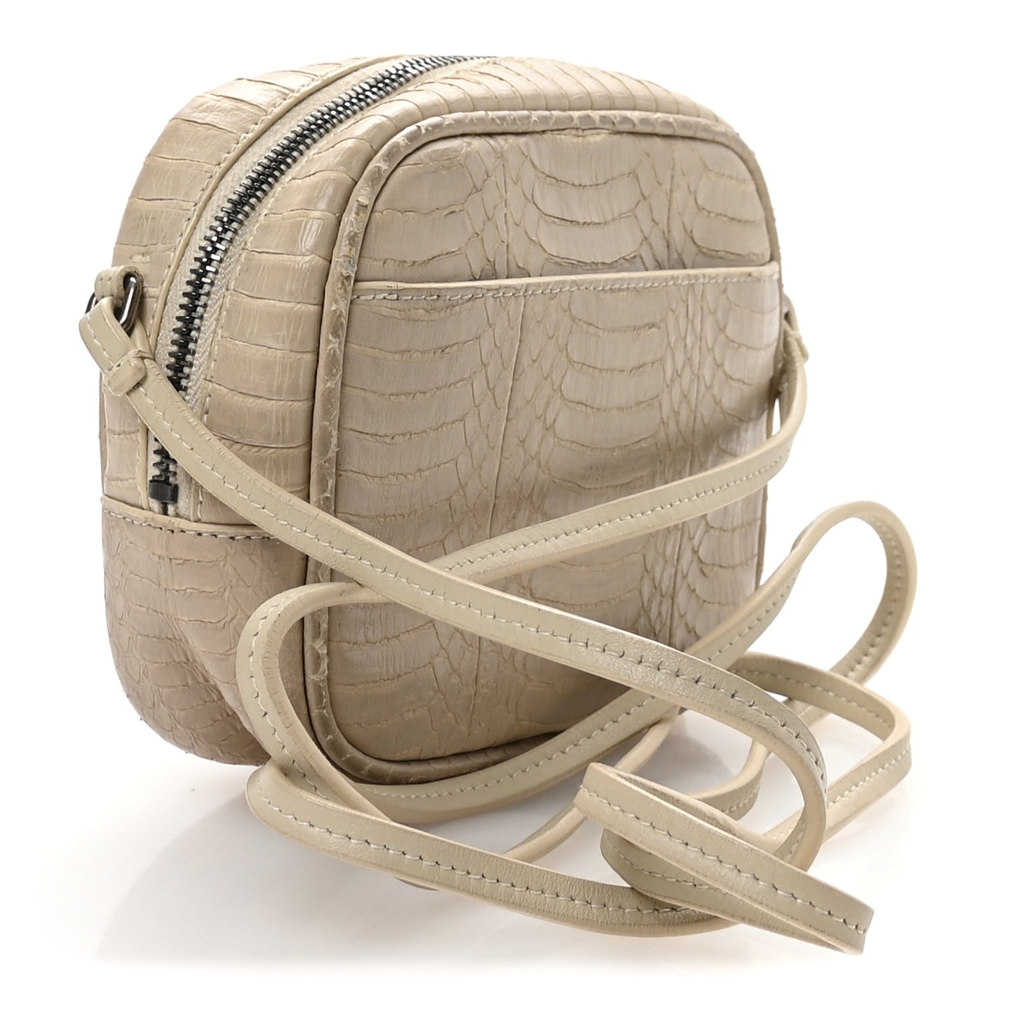 Snakeskin Monogram Blogger Bag Light Cream