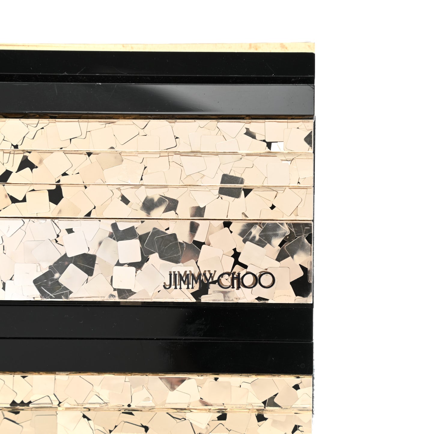 Acrylic Glitter Sweetie Clutch Black Gold