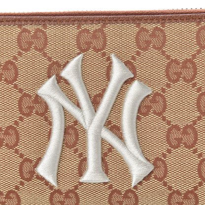 Gucci X MLB GG Monogram NY Yankees Zip Around Wallet Beige Ruggine Ivory 8 of 9