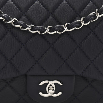 Chanel Deerskin Quilted Casual Journey Flap Dark Blue 8 of 11