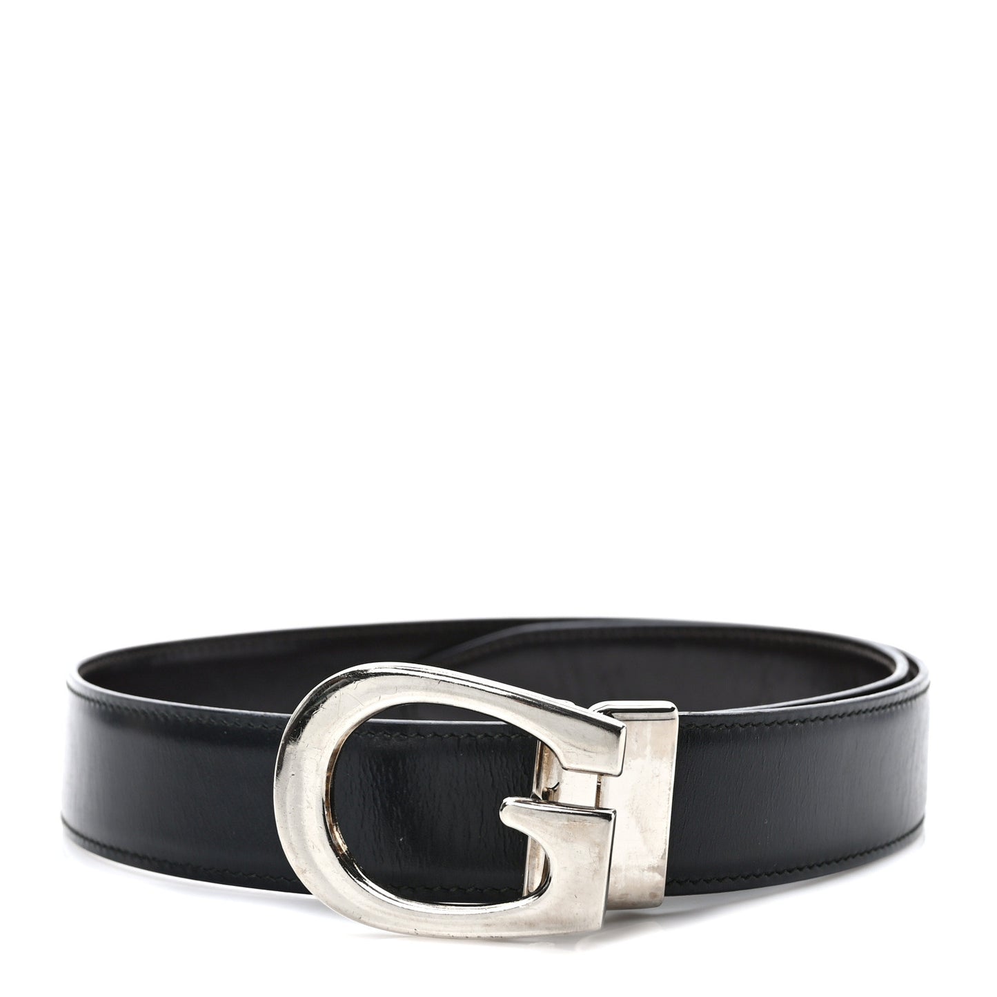 Calfskin Reversible G Buckle Belt 70 28 Black