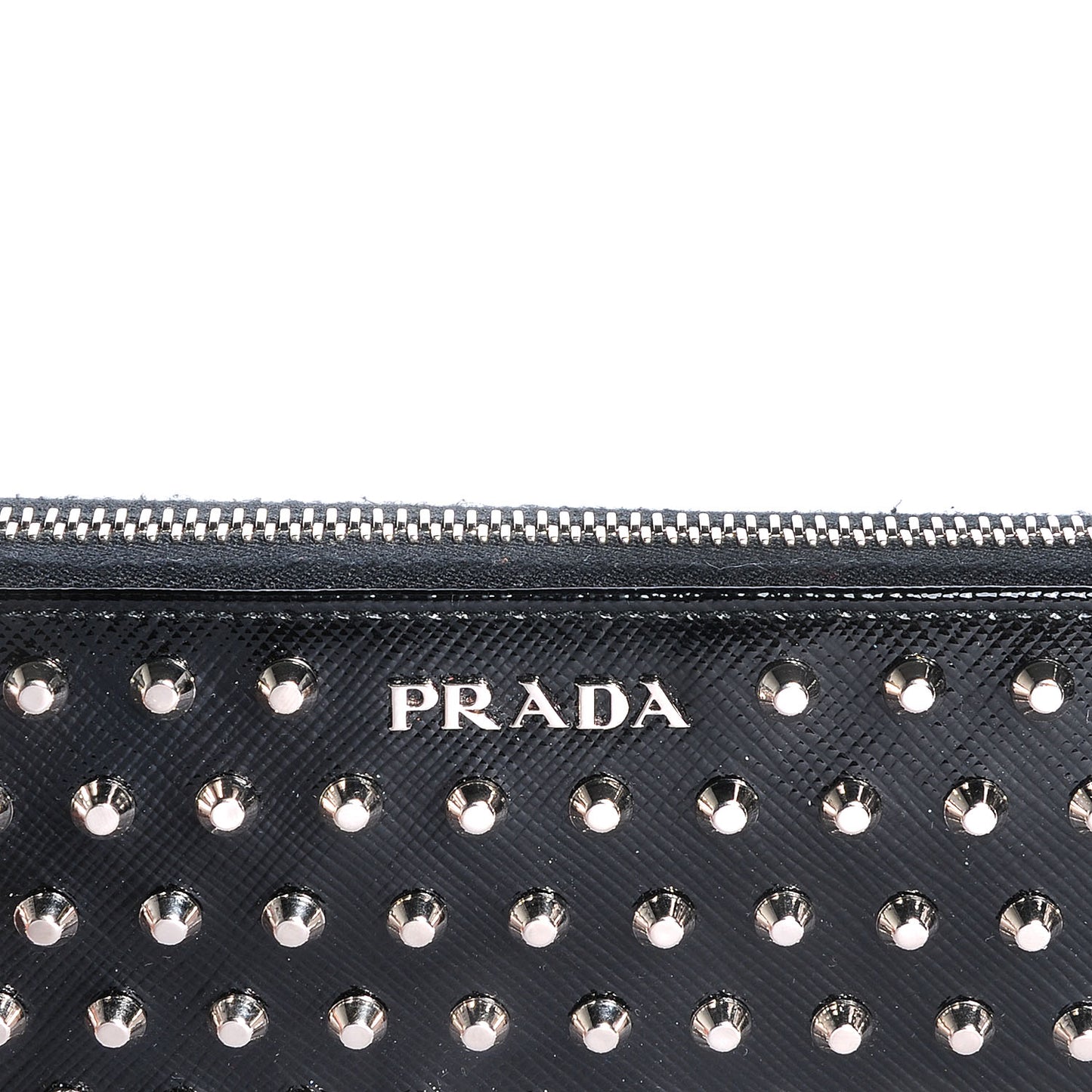 Saffiano Vernice Studded Zip Around Wallet Black