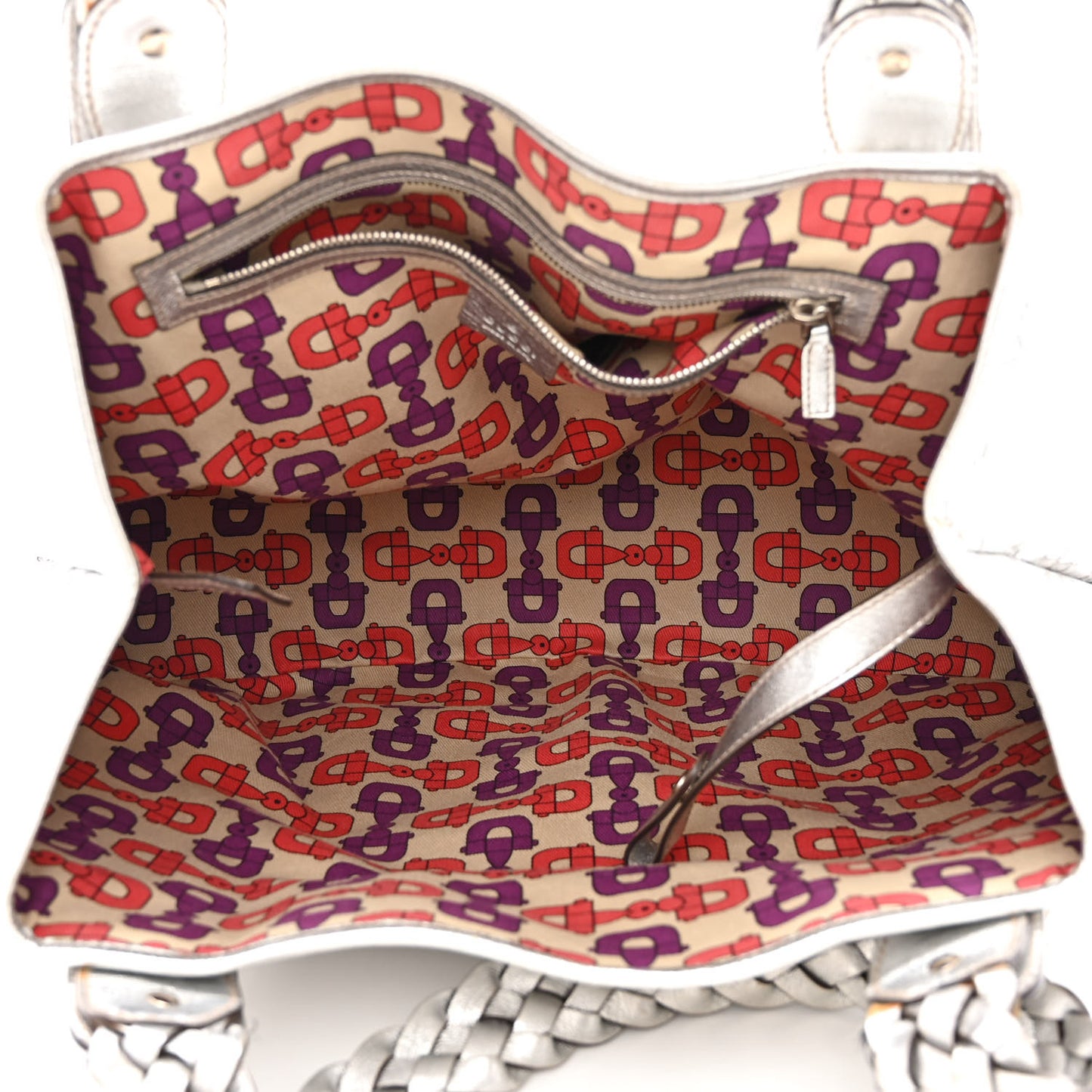 Metallic Guccissima Medium Pelham Shoulder Bag Silver