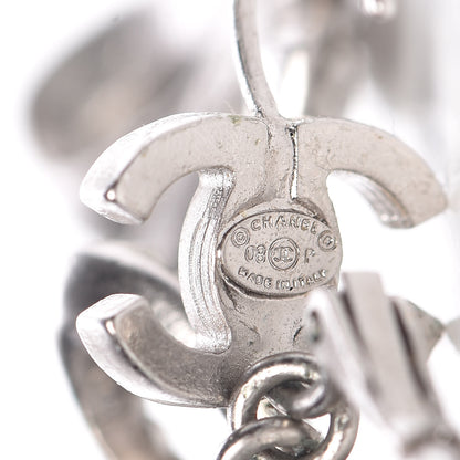 Chanel Crystal CC Bow Dangle Earrings Silver 4 of 4