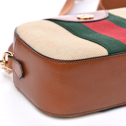 Gucci Vintage Canvas Web Shoulder Bag Sand Cuir 8 of 10