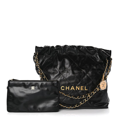 Chanel Shiny Calfskin Quilted Small Chanel 22 Black 1 of 12