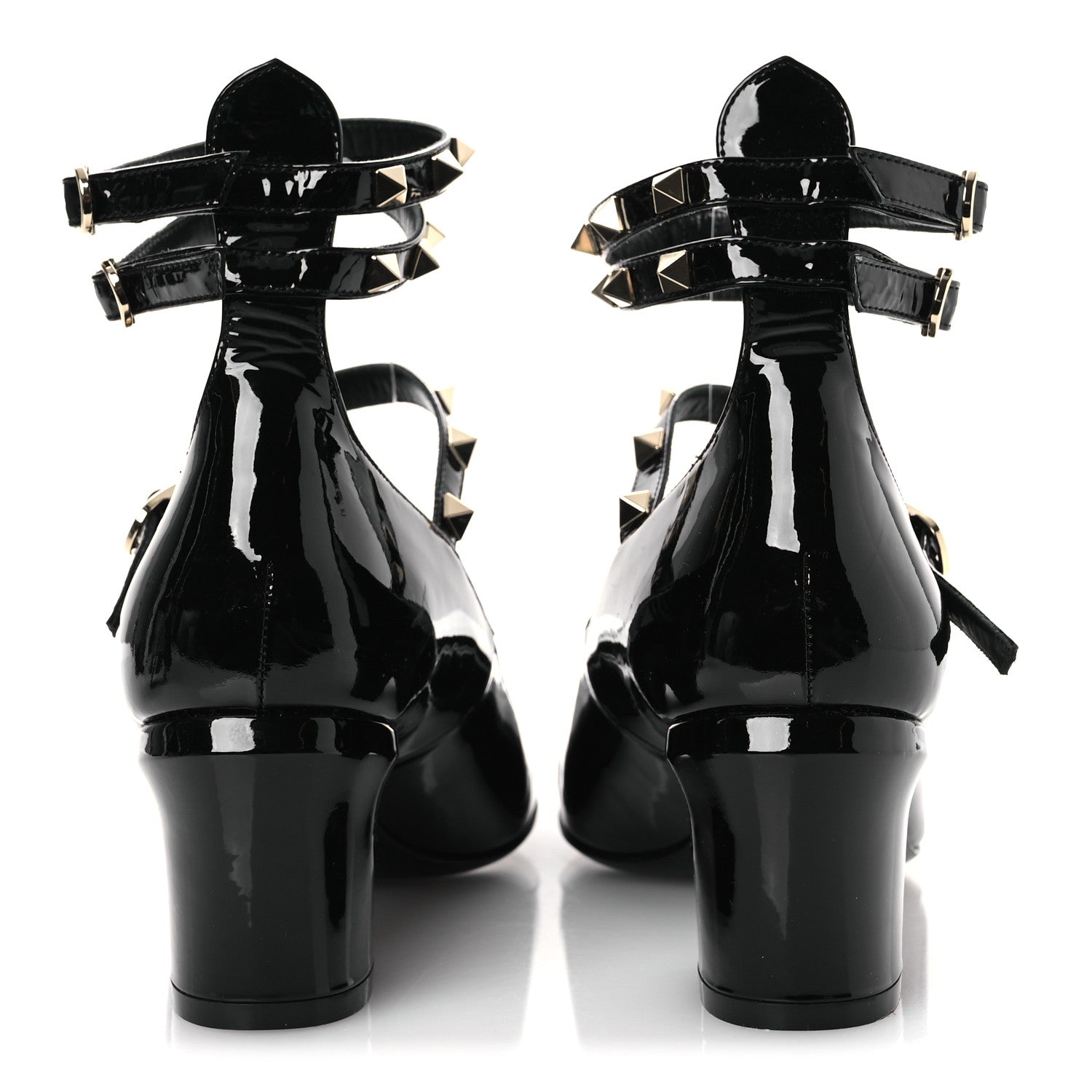 Valentino Rockstud Noir ブラックハイヒール 39 Valentino Garavani Patent Rockstud Ankle Strap Mary Jane Pumps 39