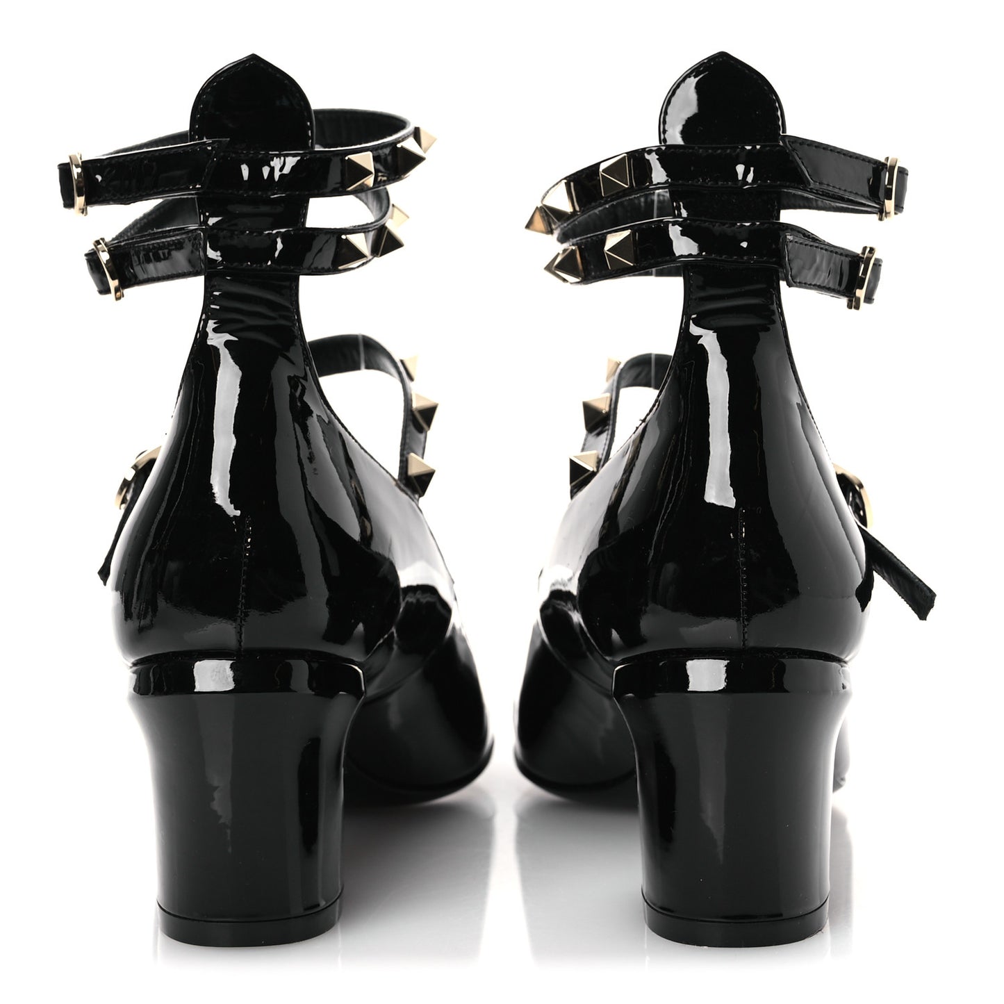 Patent Rockstud Ankle Strap Mary Jane Pumps 39 Black