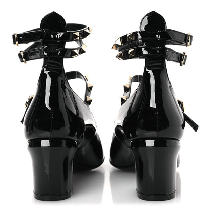 Valentino Garavani Patent Rockstud Ankle Strap Mary Jane Pumps 39 Black 6 of 11