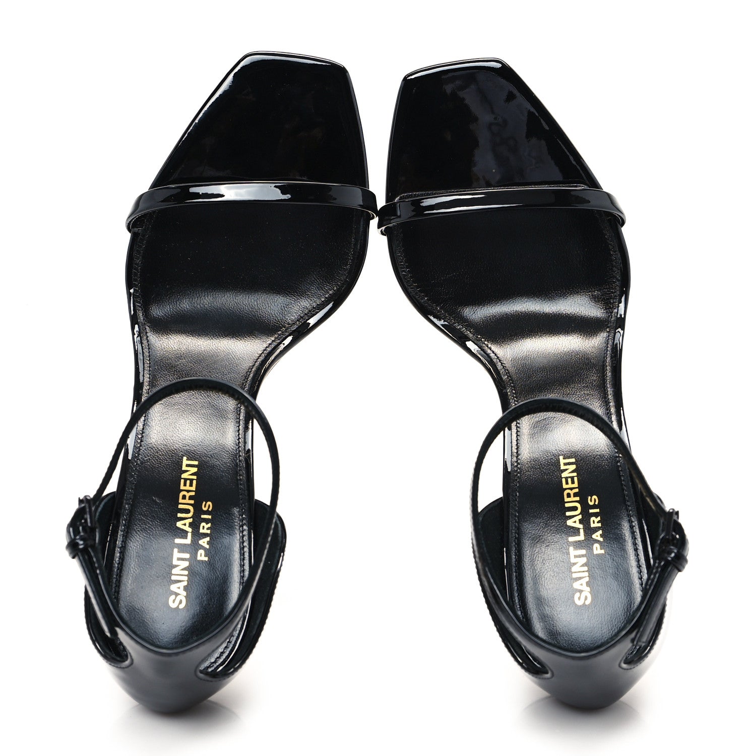 Saint Laurent Patent Calfskin Opyum 85 Sandals 38.5 Black 2 of 10