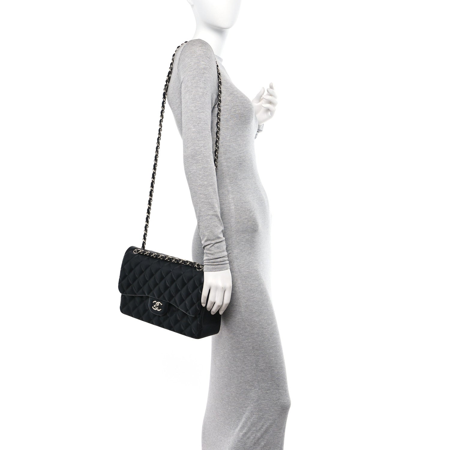 Chanel Lambskin Quilted Jumbo Double Flap Black 2 of 11