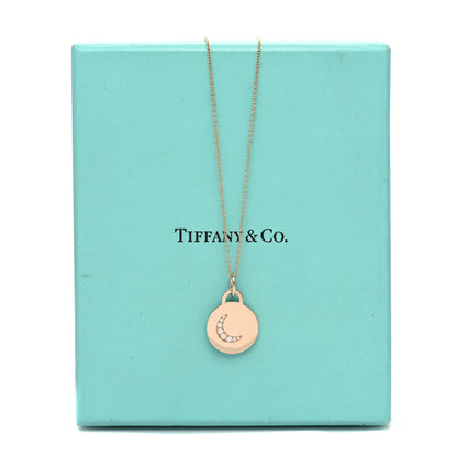 Tiffany 18K Rose Gold Diamond Moon Tag Charm Pendant Necklace 7 of 7